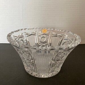 Beautiful Vintage Bardejov Bohemian Queen's Lace Crystal Tapered Candy Dish/Bowl